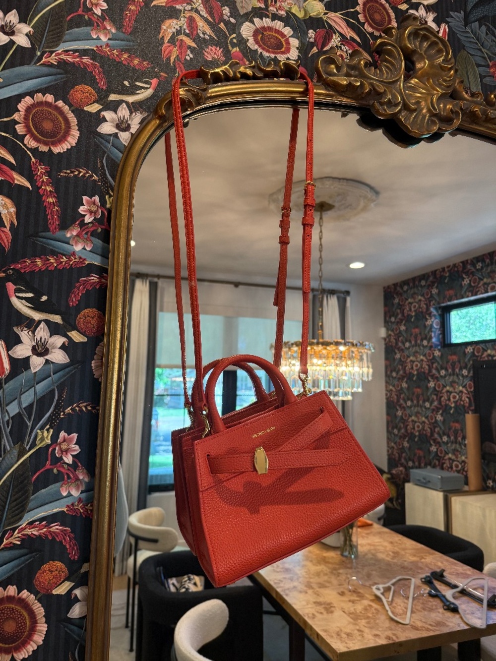Veronica beard persimmon leather mini purse